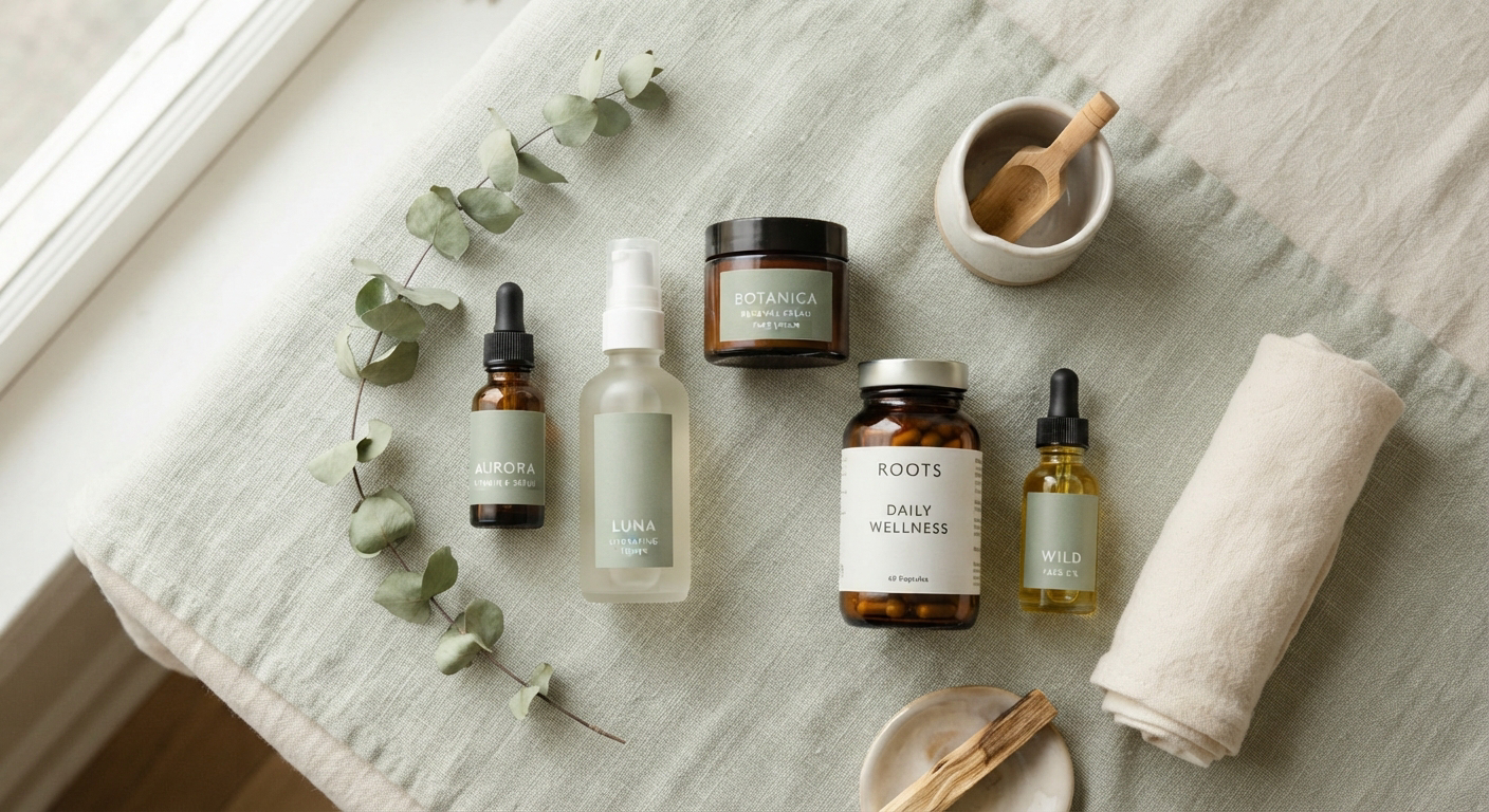 Wellnook wellness product flatlay