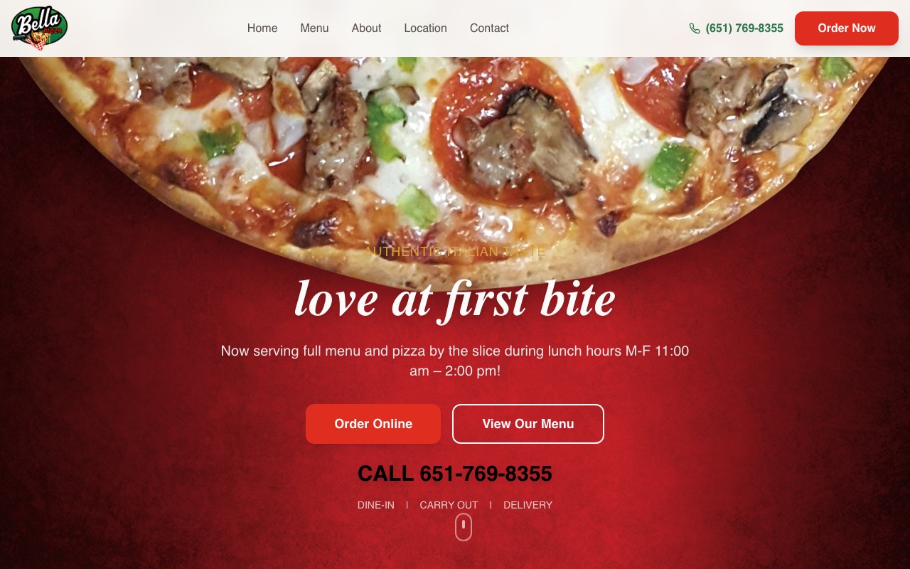 Bella Pizza site preview