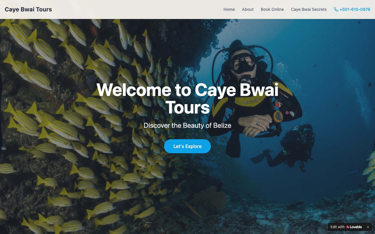 Caye Bwai Tours site preview
